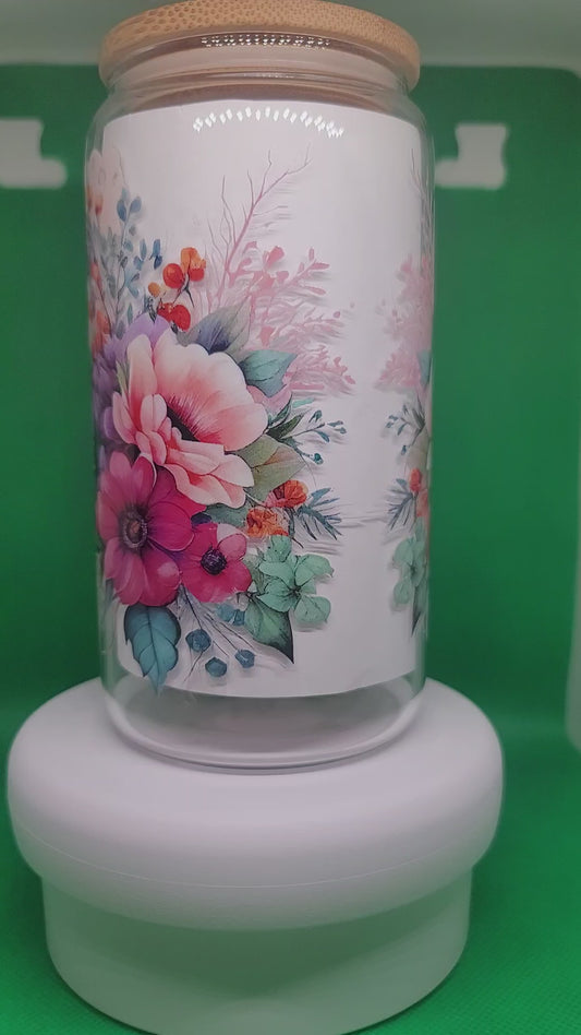 Floral Boots 16oz Glass Can